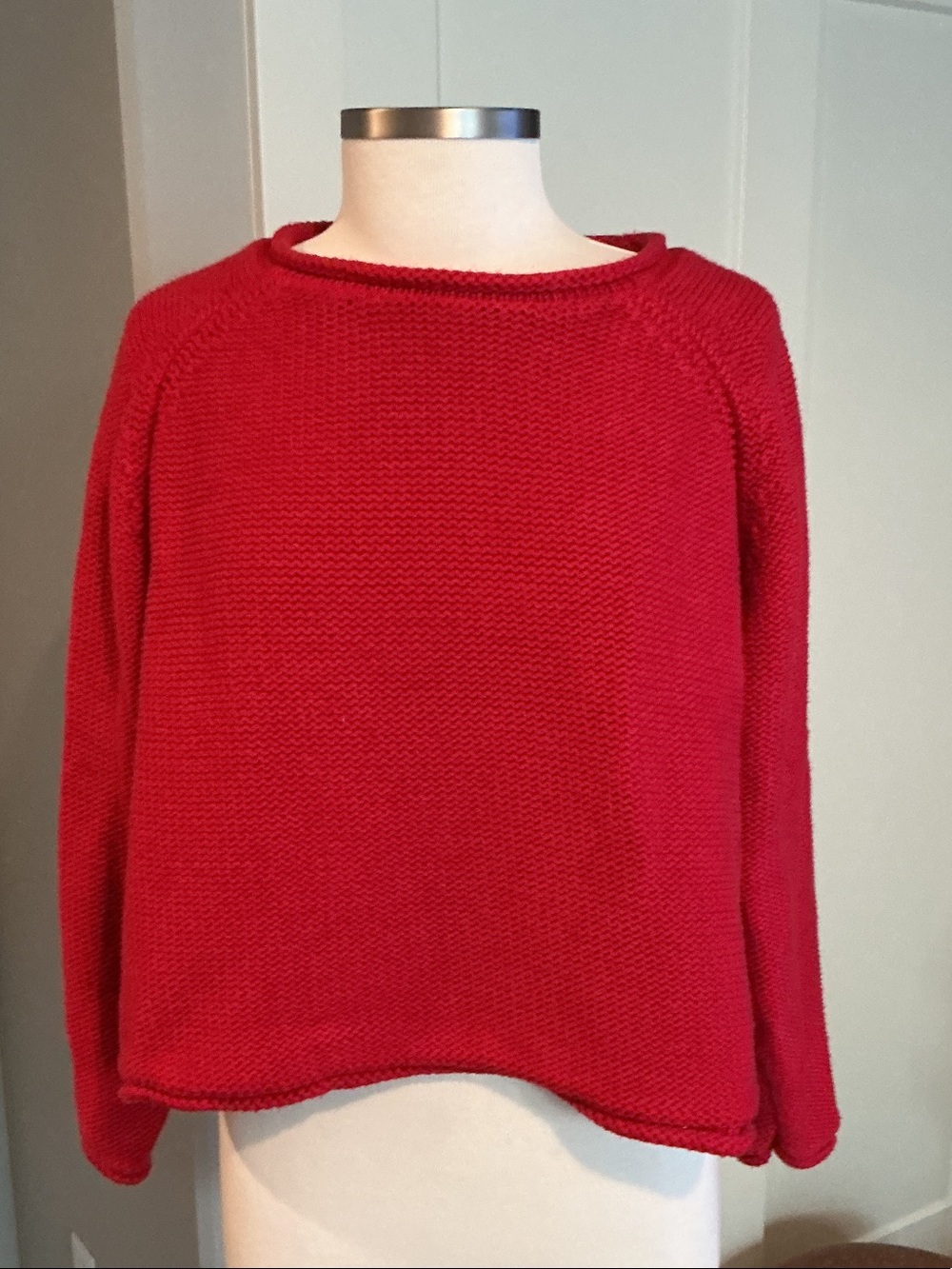 Shannon Passero  chunky cotton knit crop Crewneck Knit Sweater. Sz Med.